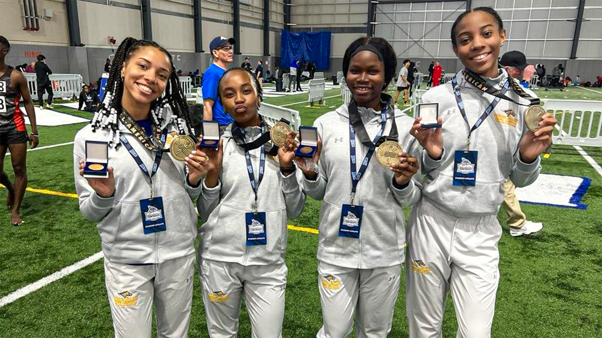 Monroe Mustangs Women&rsquo;s Track and Field&rsquo;s Distance Medley Relay Team Claims Third on Day 1 of NJCAA Indoor Championships